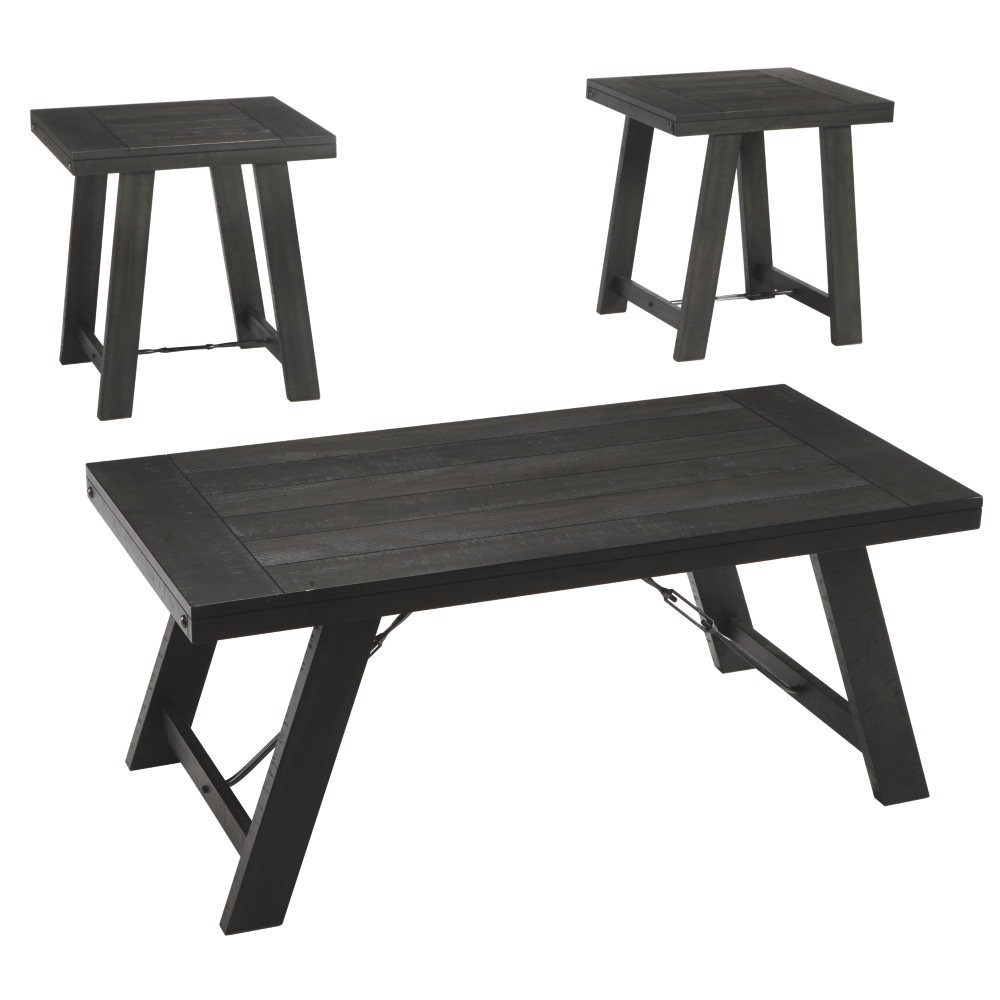 NOORBROOK-BLK/PEWTER OCCASIONAL TABLE SET/3